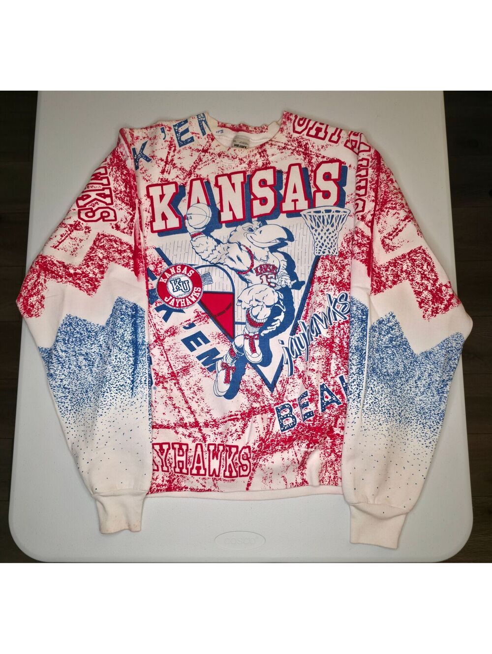 90s NCAA Kansas Jayhawks Basketball AOP Crewneck